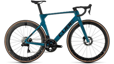 Bicicleta de carretera Cube Litening AERO C:68X SLT en azul oscuro.