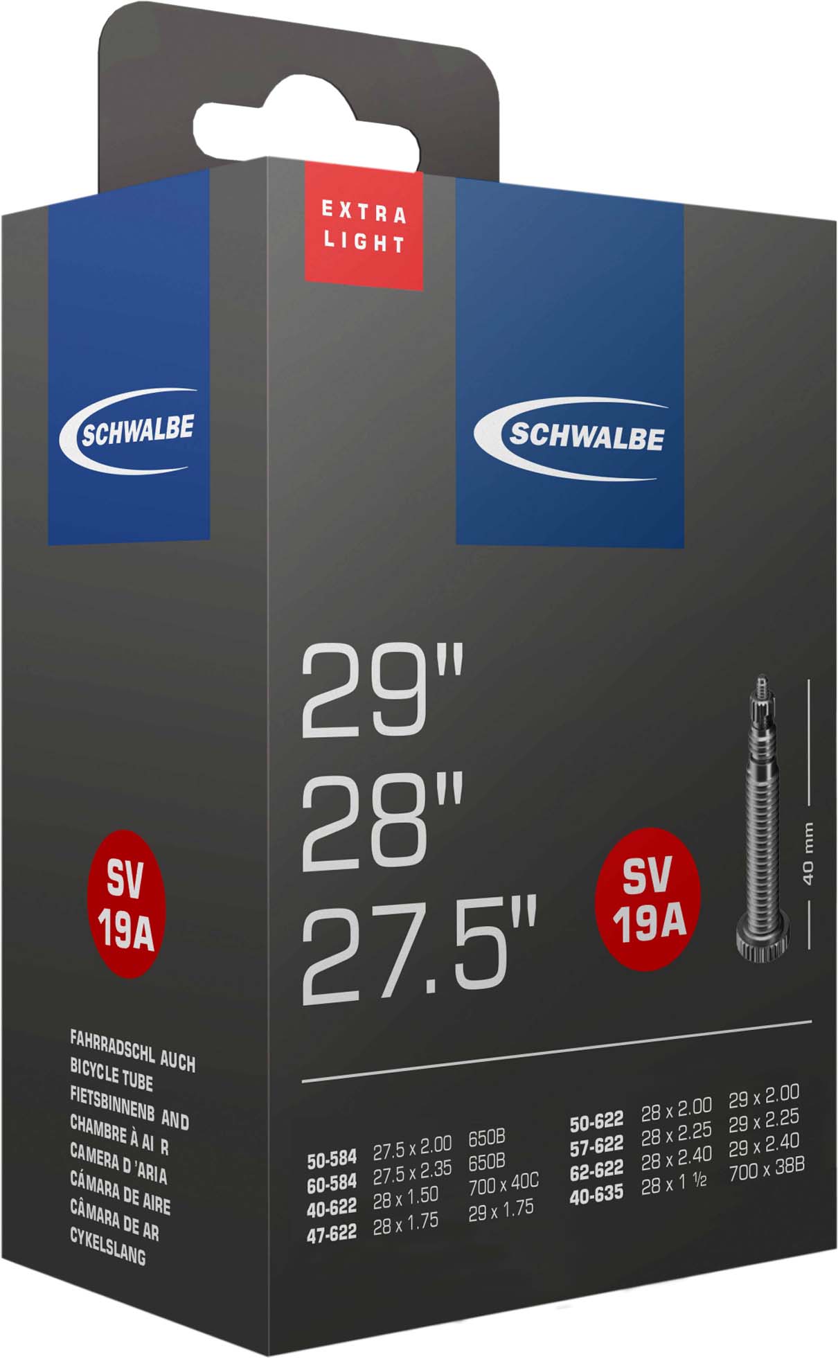 Schwalbe Tubo SV nº 19A (27,5"/28"/29")