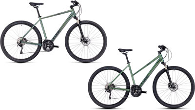 Dos bicicletas Cube Nature EXC con cuadro diamante y cuadro trapezoidal.