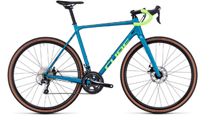 Bicicleta de carretera Cube Cross Race C:62 Pro en azul.