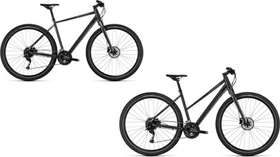 Dos bicicletas Cube Hyde, una con cuadro diamante y otra con cuadro trapezoidal.