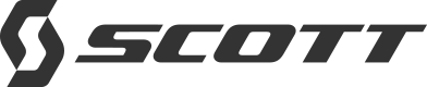 Se muestra el logotipo de la marca Scott con letras negras en mayúsculas claras y estrechas, junto a un símbolo negro estilizado con forma de “S” angulosa.