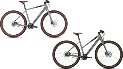Dos bicicletas Cube Hyde Pro, una con cuadro diamante y otra con cuadro trapezoidal.