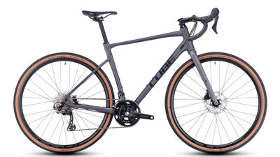 Bicicleta Cube Nuroad Race Gravel en gris.