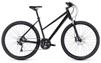 Bicicleta Cube Nature con cuadro trapezoidal en color negro.