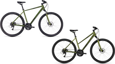 Dos bicicletas Cube Nature con cuadro diamante y cuadro trapezoidal.
