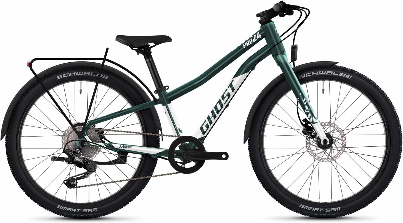 Ghost Lanao 24 Pro EQ dazzling green / pearl white glossy 2023 - Bicicleta Niños 24 Pulgadas