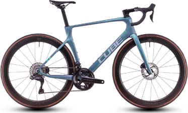 Bicicleta de carretera Cube Agree C:62 Pro en azul.