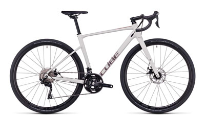 Bicicleta Cube Nuroad WS Gravel en blanco.