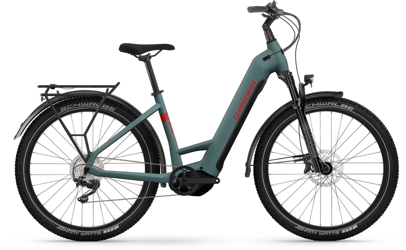 Winora Yucatan X12 metallic stone blue matte 2023 - Bicicleta-Eléctrica Trekking Acceso Fácil - defectos de pintura - 38 cm