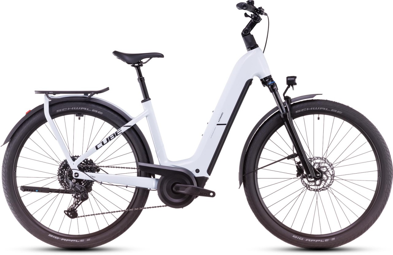 Cube Kathmandu Hybrid ONE polarwhite n black - Bicicleta-Eléctrica Trekking Acceso Fácil