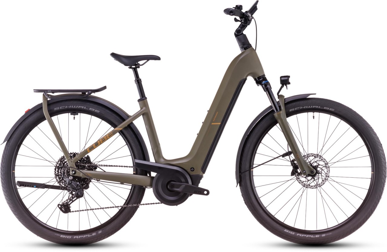 Cube Kathmandu Hybrid Pro dustyolive n gold - Bicicleta-Eléctrica Trekking Acceso Fácil